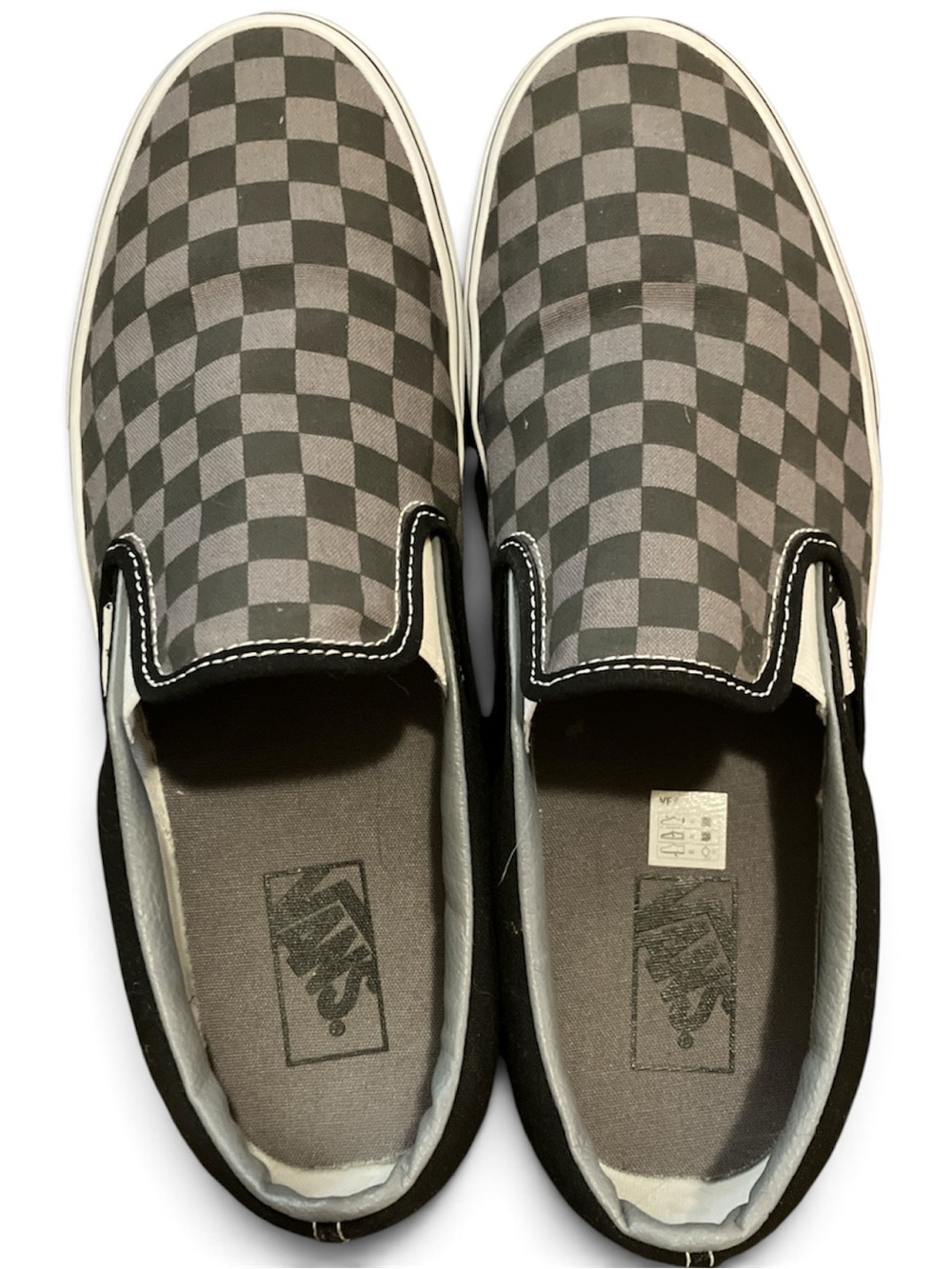 Vans Slip-On Checkerboard Loafers - Black and Gray